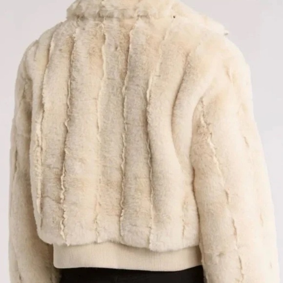 Jason Wu Ivory Cream Faux Fur Bomber Winter Jacket Zip Up Coat - Picture 2 of 12